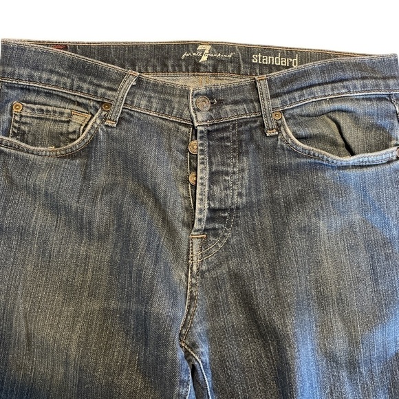 7 For All Mankind Denim Jeans 33x28 Men’s Straight Button Pants Casual Dark Jean - Picture 6 of 10